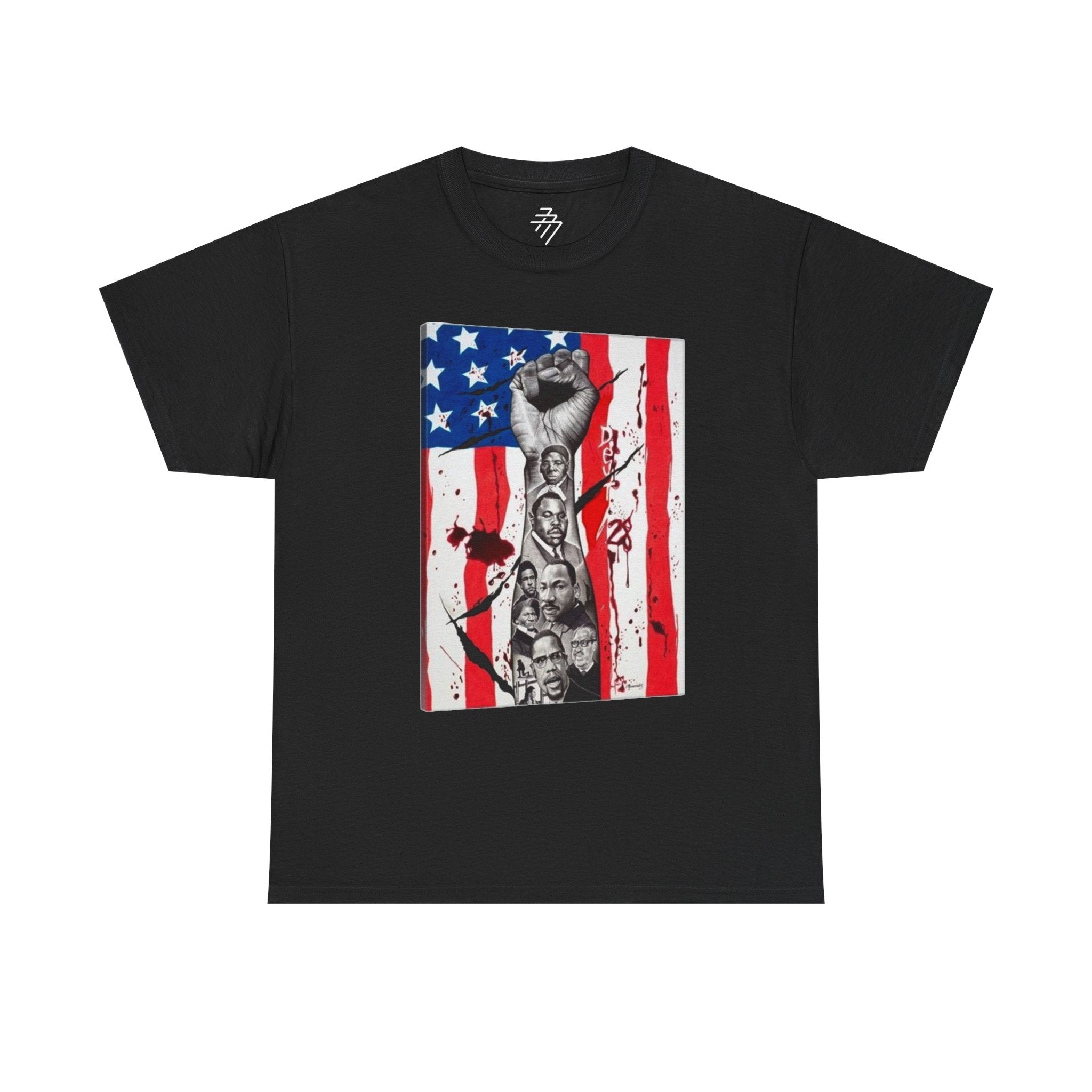 Patriotic Protest Raised Fist American Flag Graphic Tee