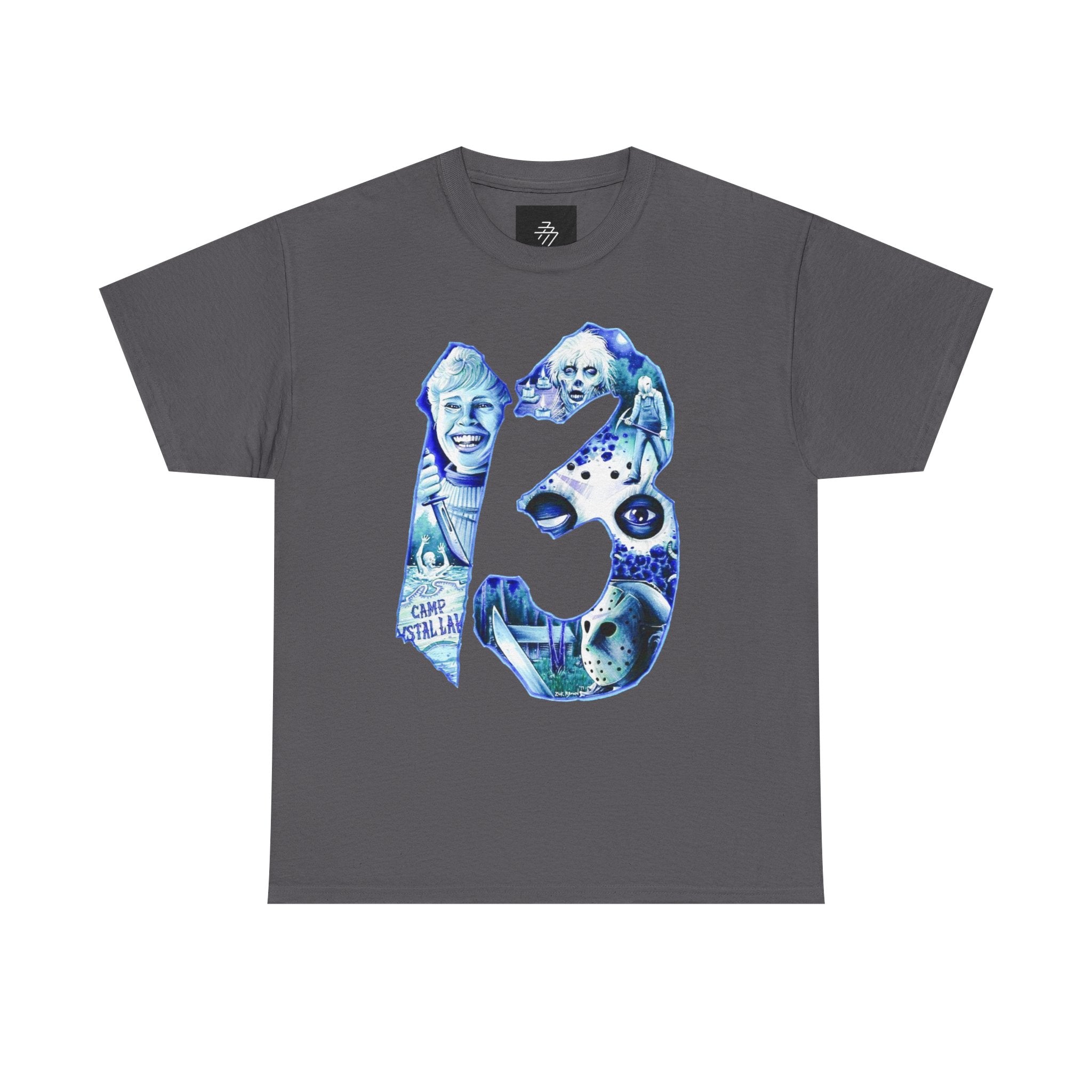 Friday The 13TH Horror T-Shirt — Blue Vintage Creepy Portrait Graphic Tee