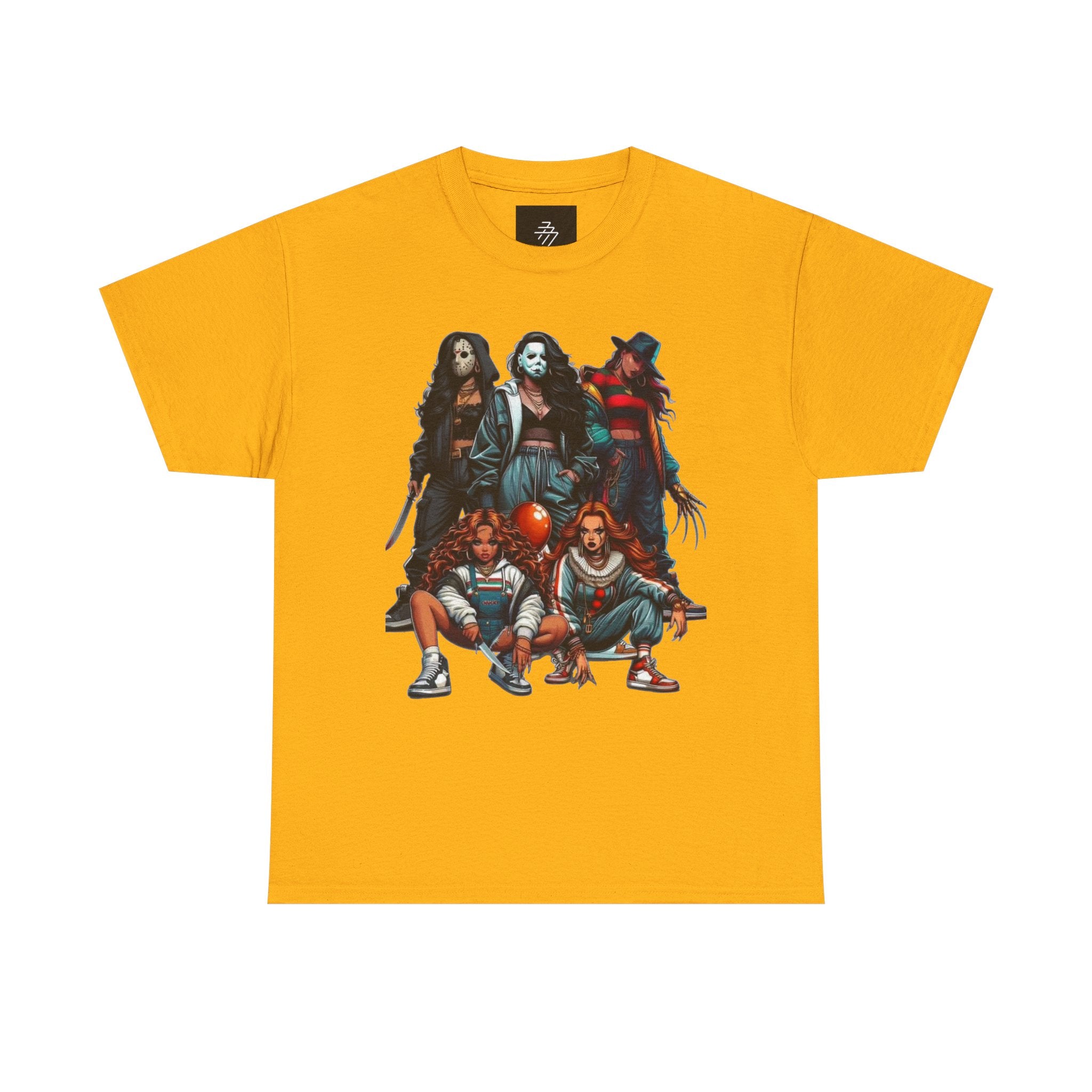 Horror Icons Squad Tee — Retro Slasher Movie Villains Graphic T-Shirt
