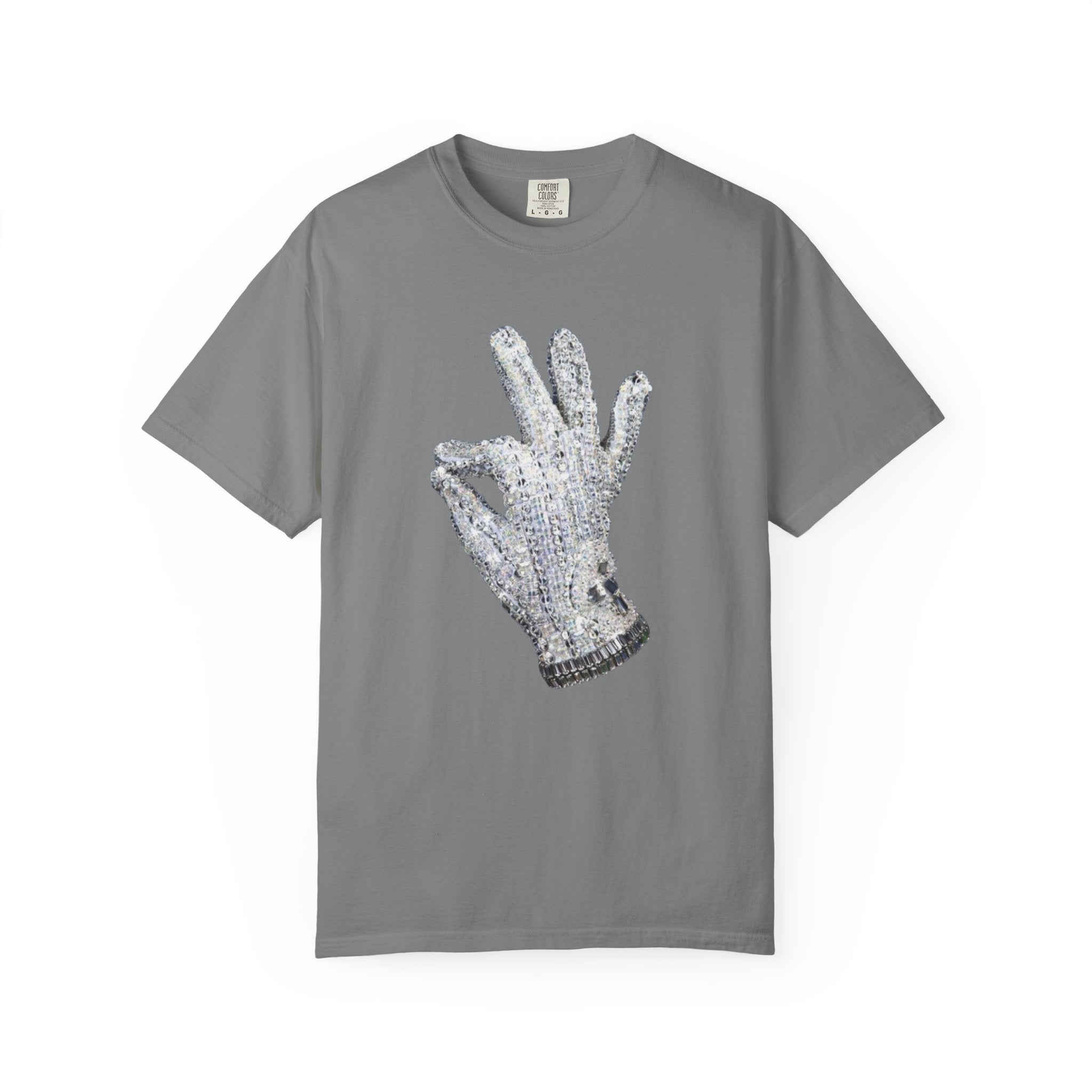 Sequined Glove Illustration T-Shirt | Signature Script Back