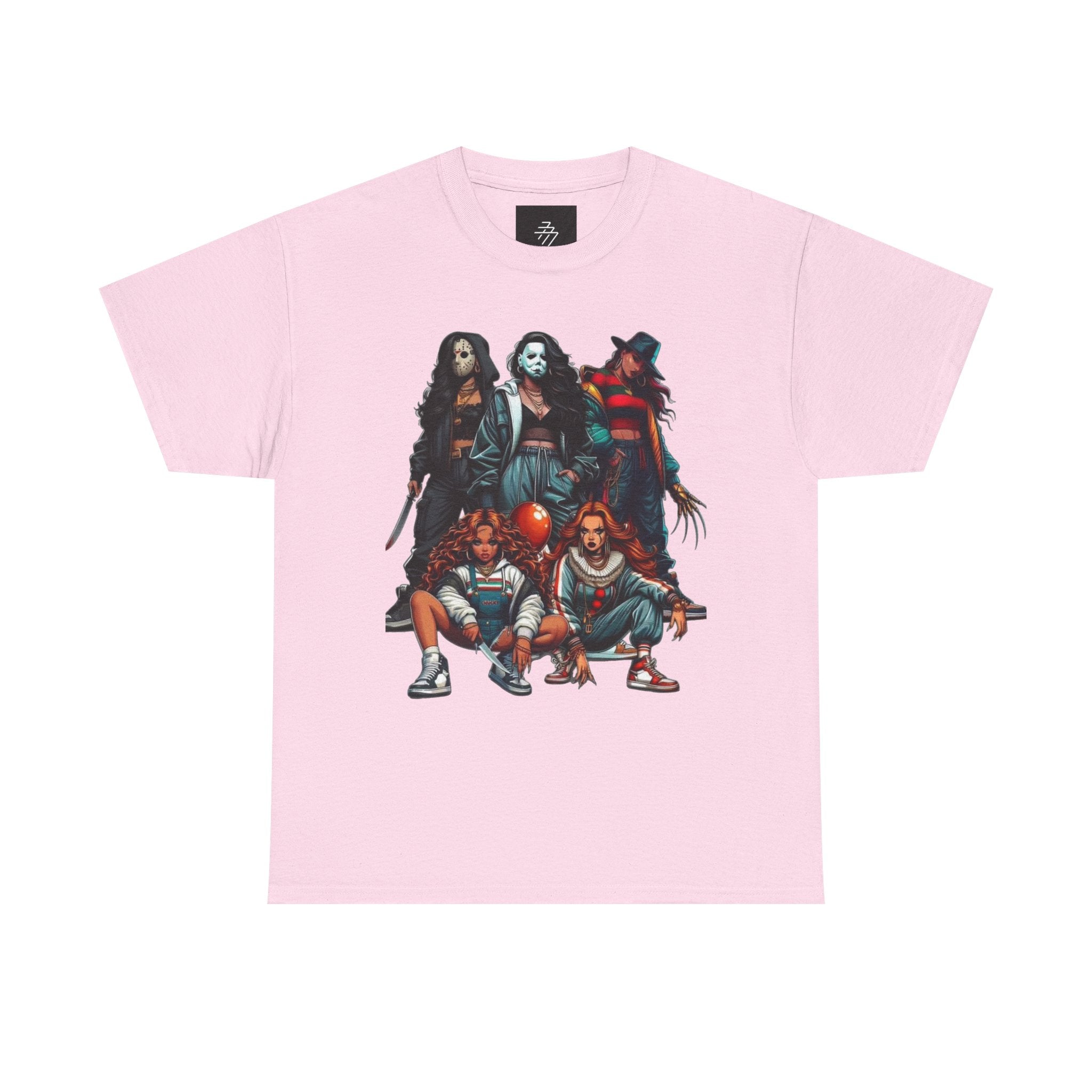 Horror Icons Squad Tee — Retro Slasher Movie Villains Graphic T-Shirt