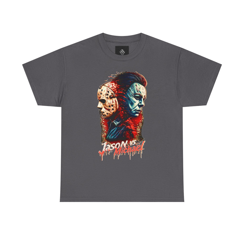 Horror Icons Split-Face Tee Jason & Michael Graphic