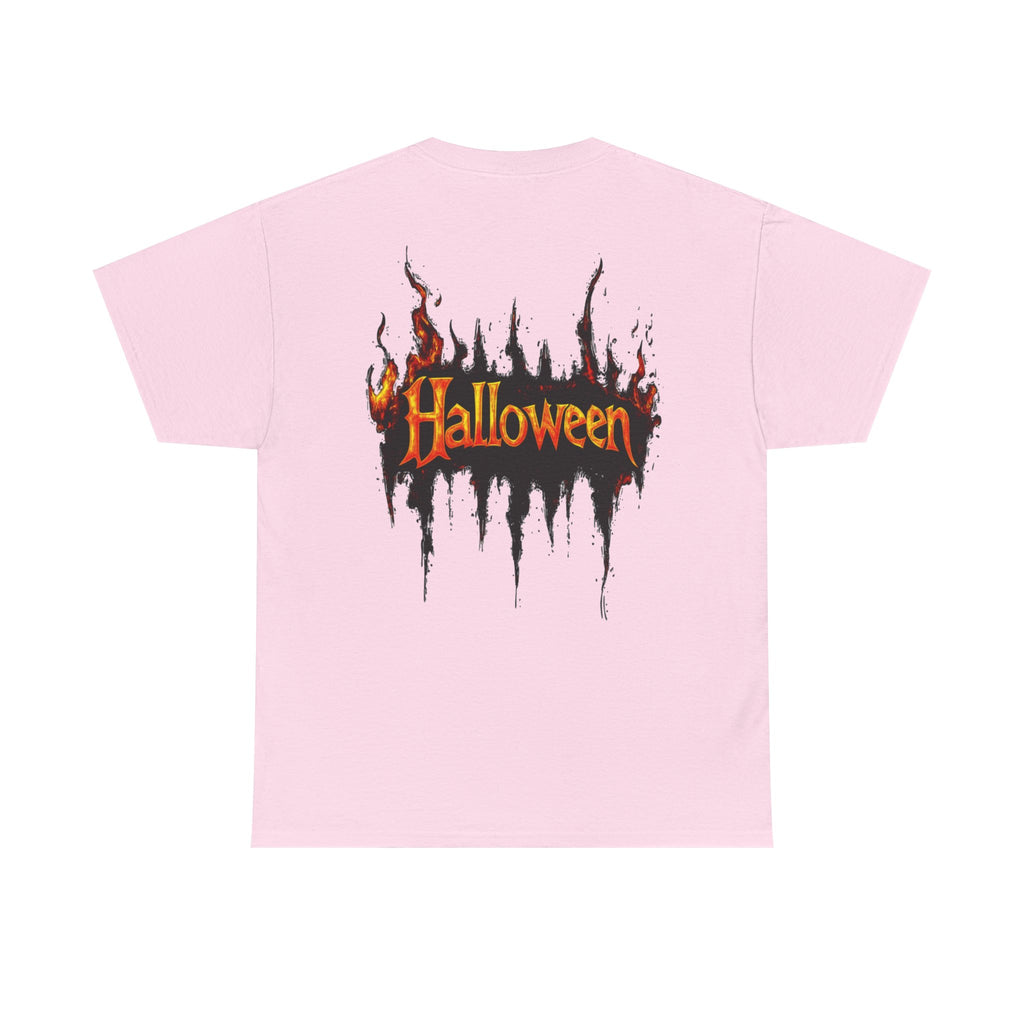Halloween Pumpkin Mask T-Shirt — Spooky Flame Back Graphic