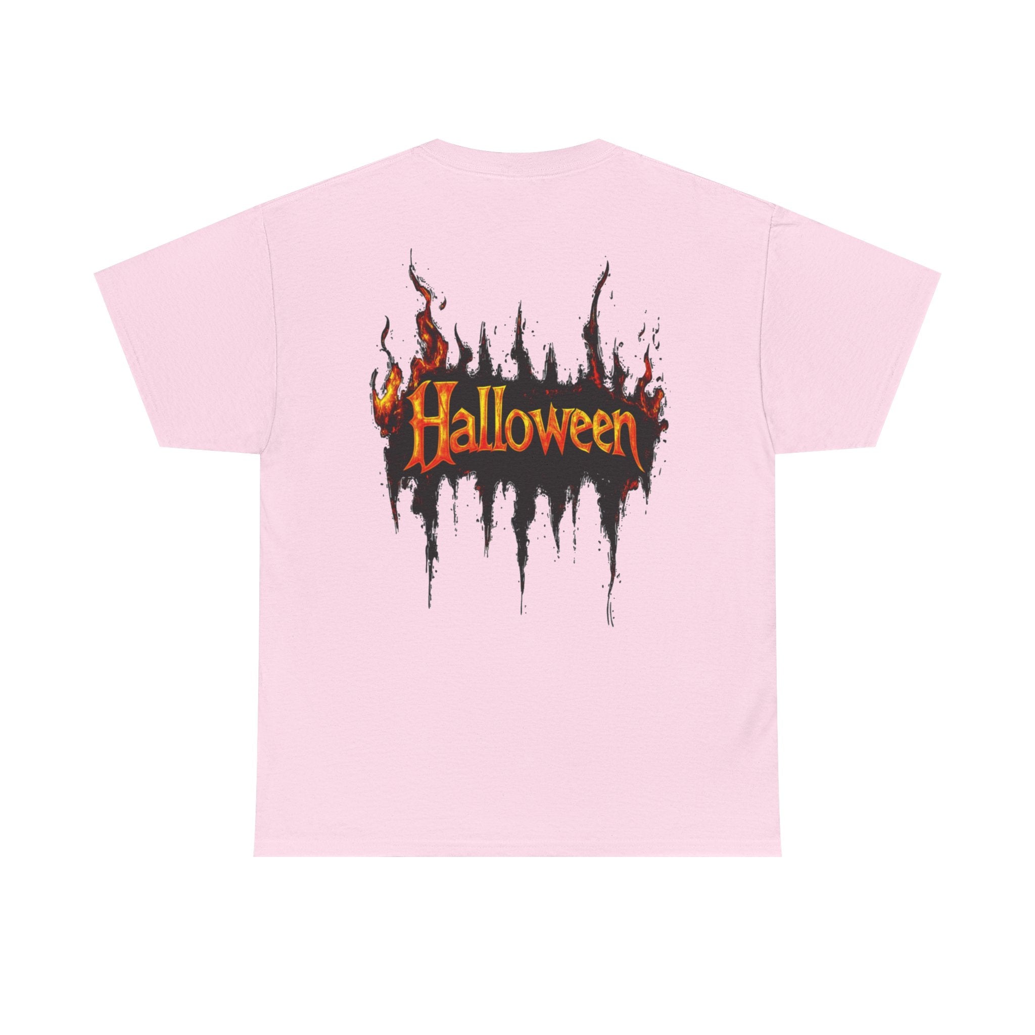 Halloween Pumpkin Mask T-Shirt — Spooky Flame Back Graphic