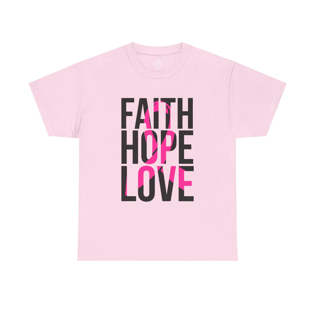 Faith Hope Love Inspirational Quote Tee (Pink Accent)