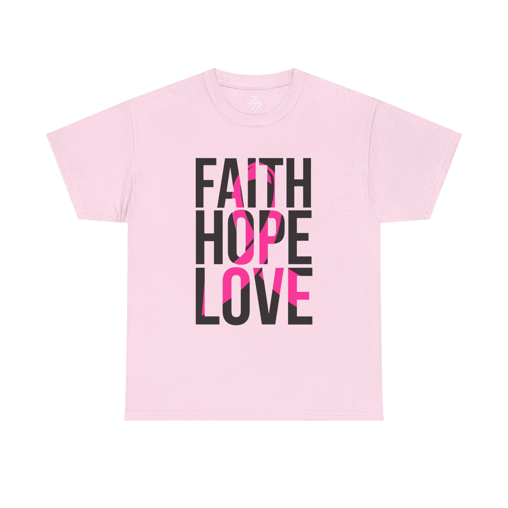 Faith Hope Love Inspirational Quote Tee (Pink Accent)