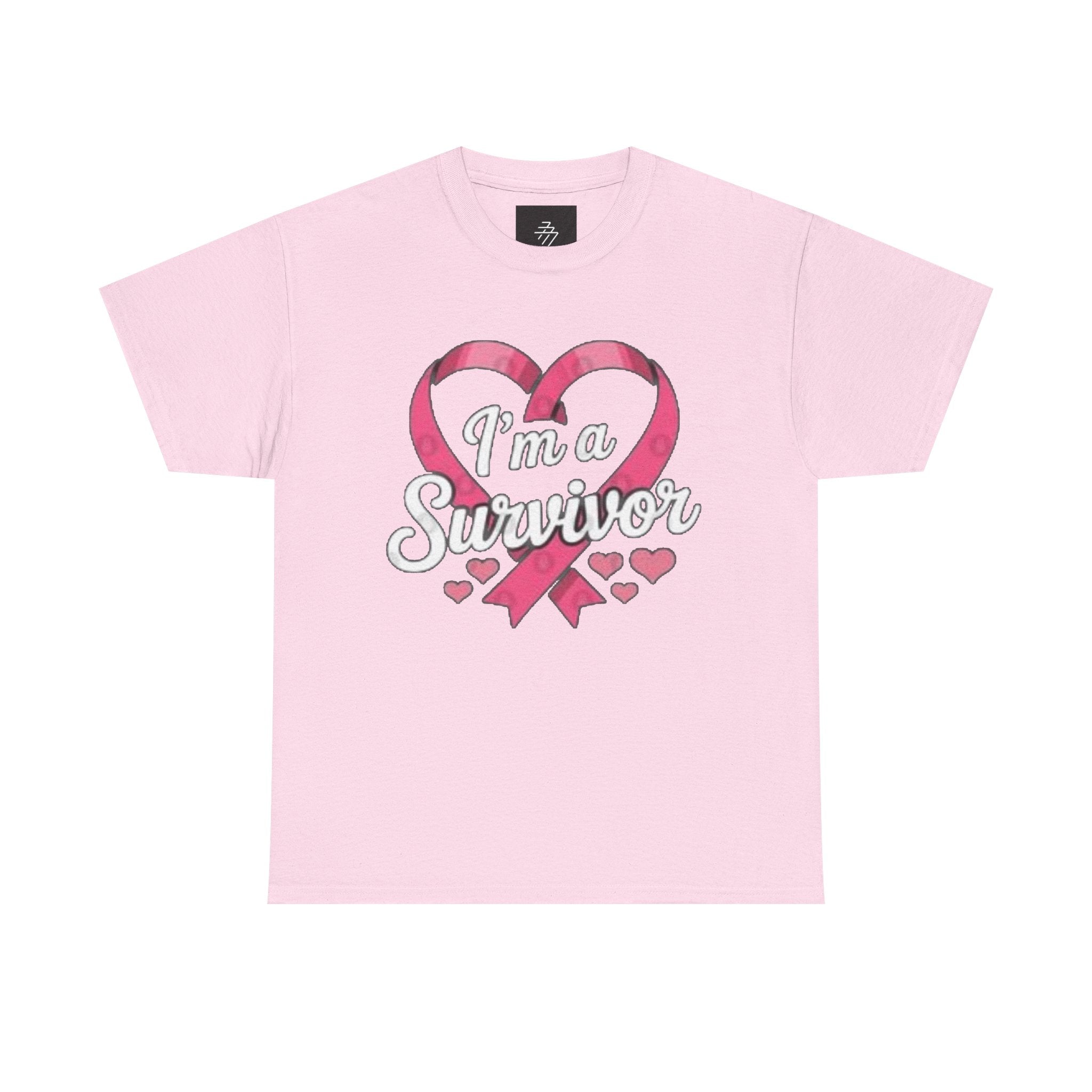 Breast Cancer Survivor Tee "I'm a Survivor" Heart Ribbon