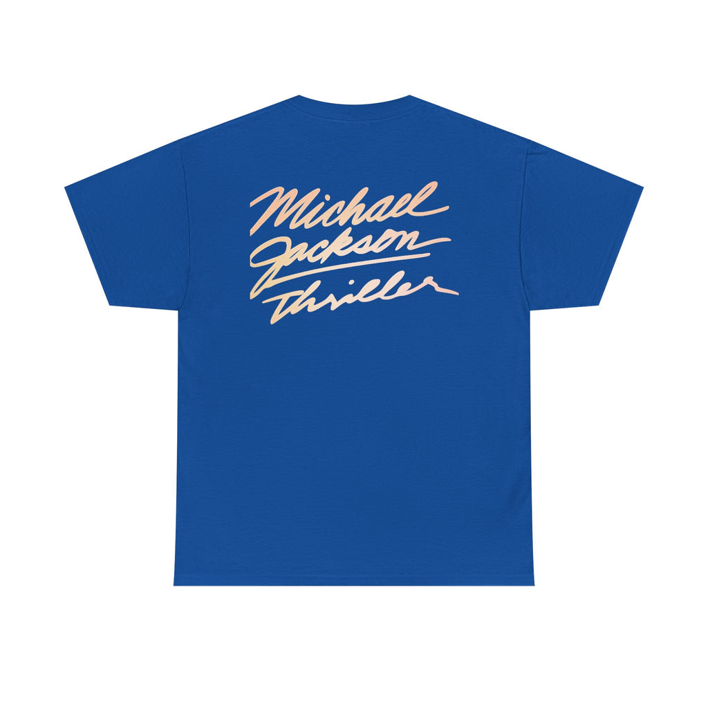 MJ Retro Pop Icon Portrait with 'Thriller' Script Back