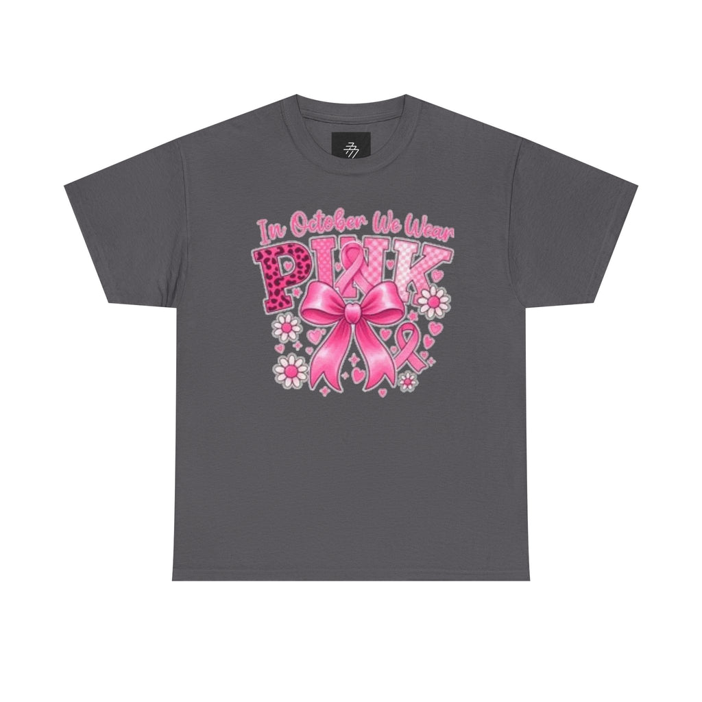 Breast Cancer Awareness In October We Wear Pink' Ribbon Floral T-Shirt