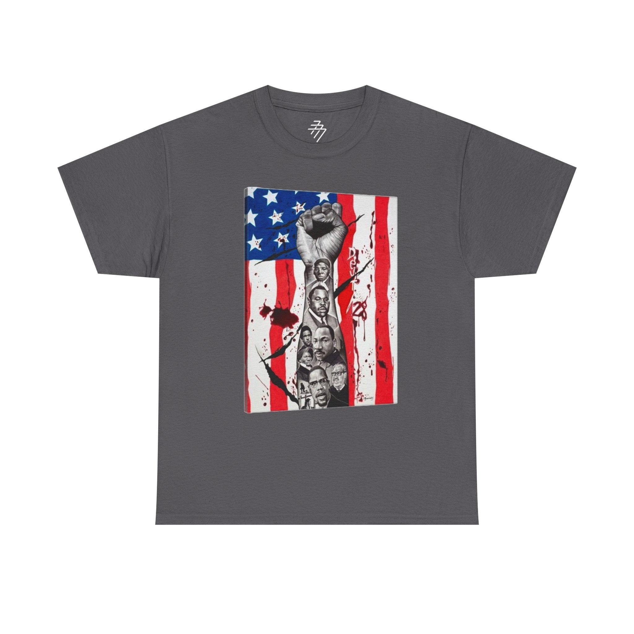 Patriotic Protest Raised Fist American Flag Graphic Tee