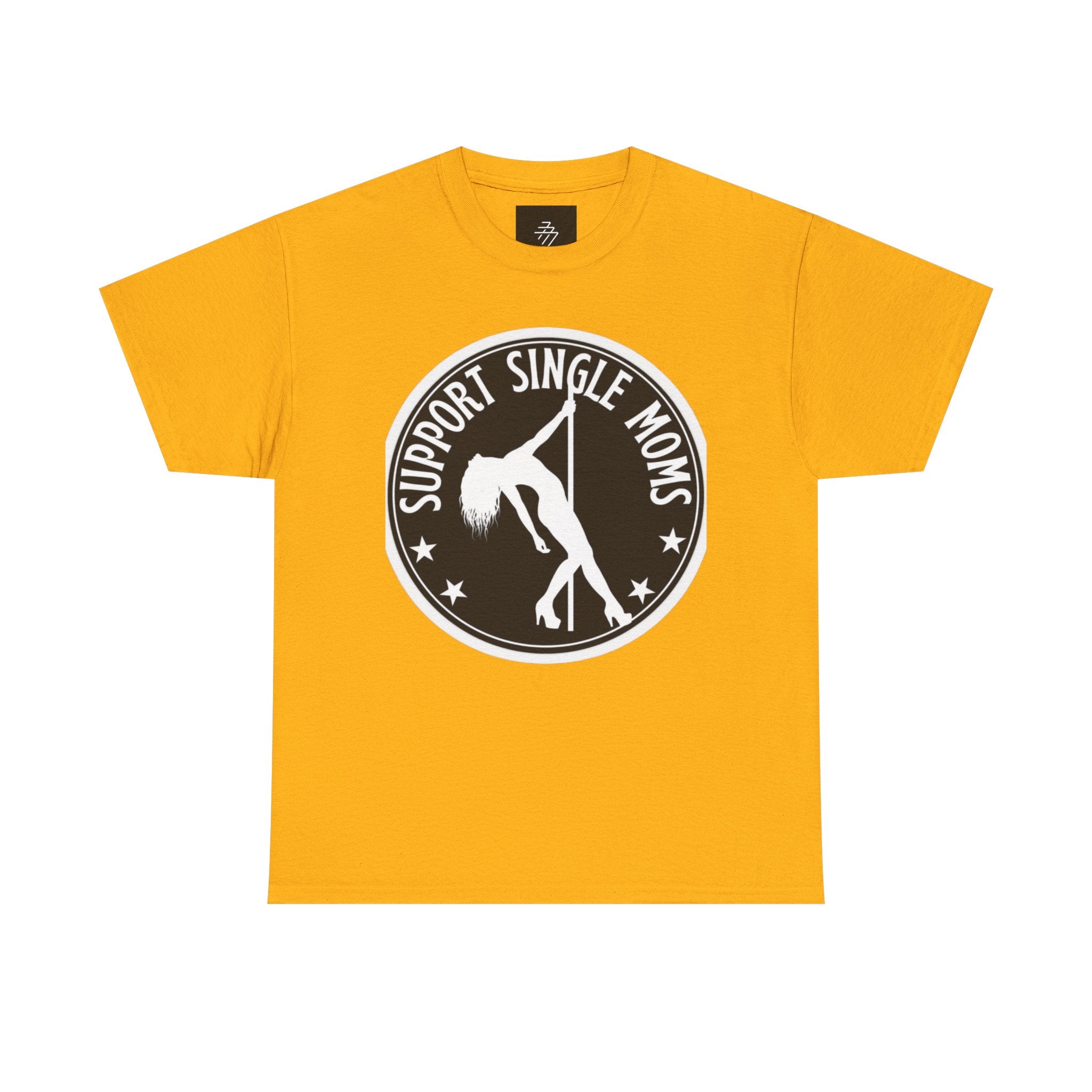 Support Single Moms Tee - Retro Pole Dancer Circle Logo T-Shirt