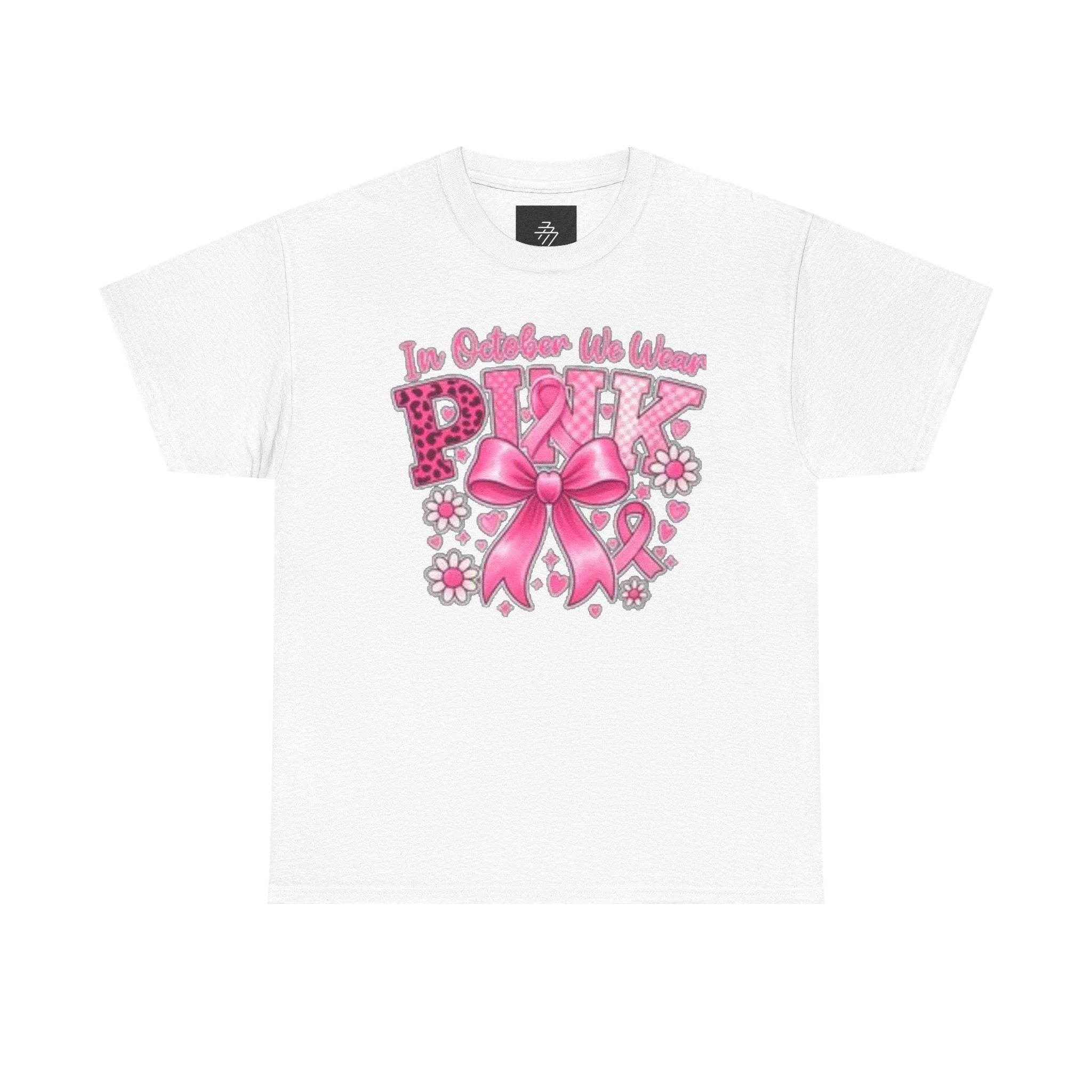 Breast Cancer Awareness In October We Wear Pink' Ribbon Floral T-Shirt