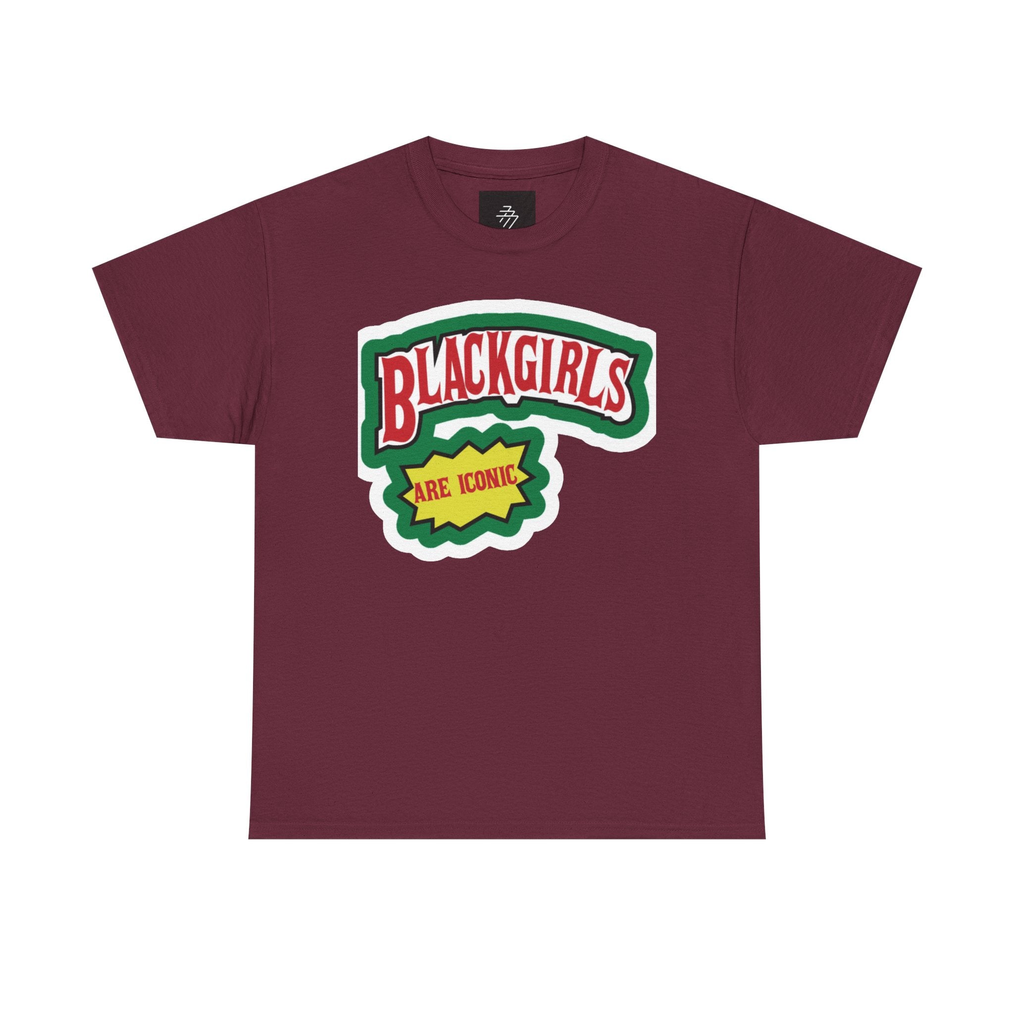 Graphic Tee — "Black Girls Are Iconic" Retro Patch Design