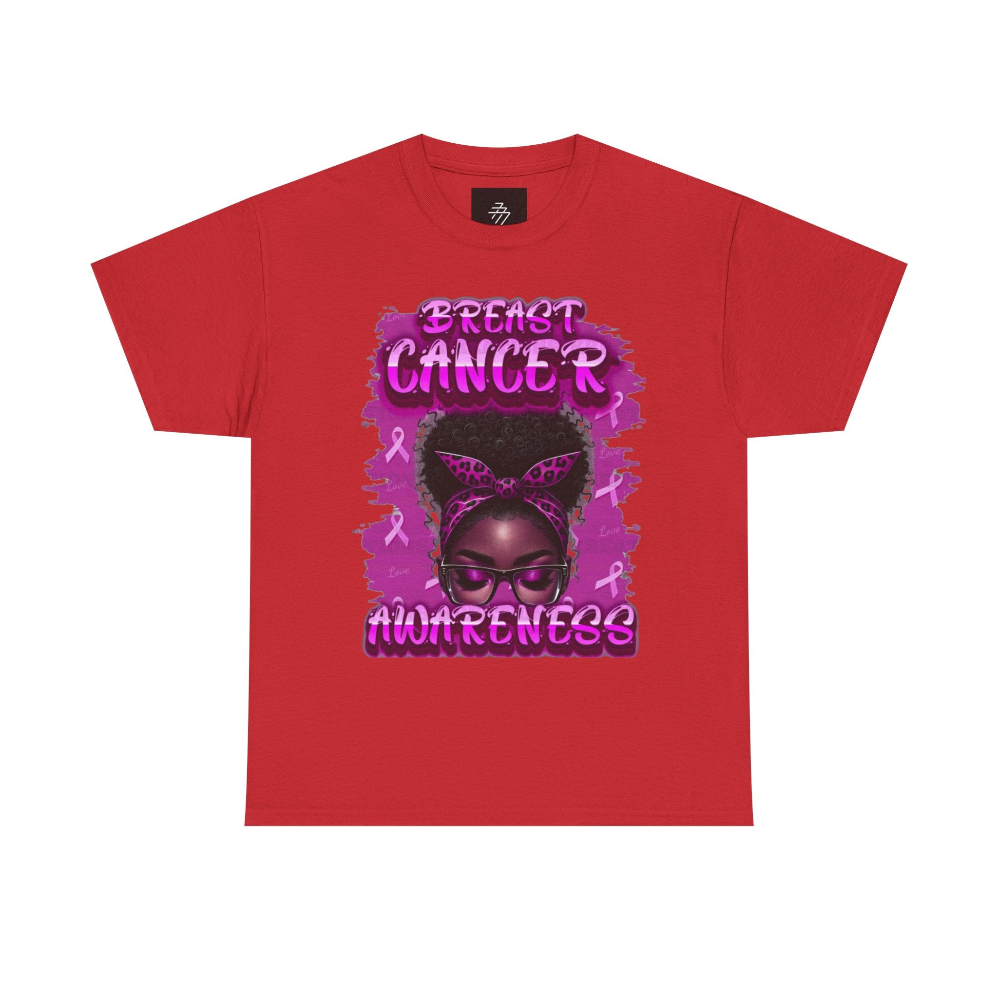 Breast Cancer Awareness Pink Ribbon Afro Girl Graphic T-Shirt