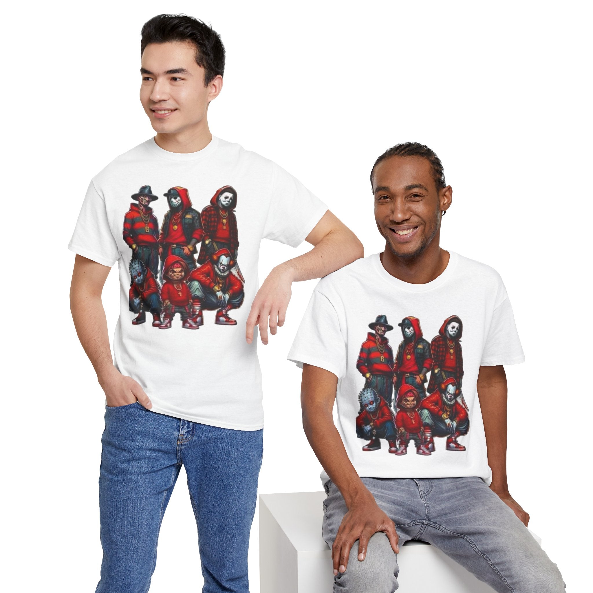 Horror Icons Crew Tee Vintage Slasher Movie Mask Group